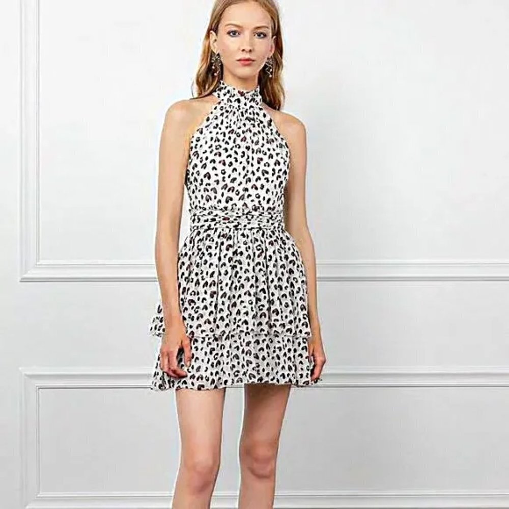 J.ING Heart Print Mini Cold Shoulder Summer Dress XS